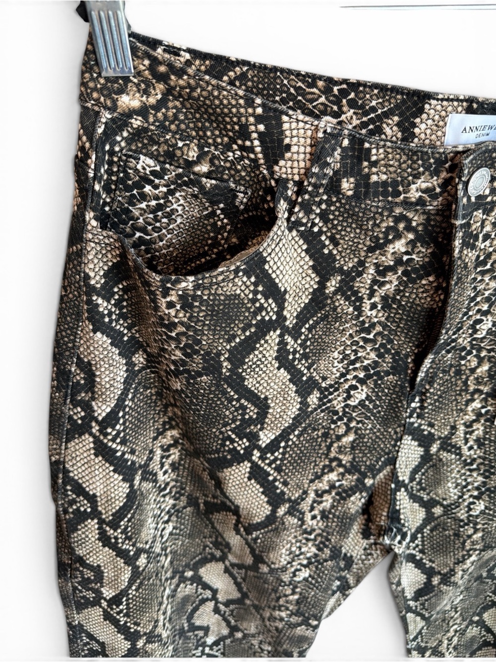 Anniewear Barrel Snake Print Pants Size XL Black Brown High Rise Cropped NEW - Picture 7 of 13
